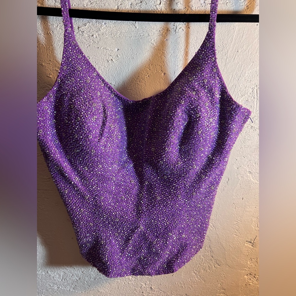 Sparkle Purple Beaded Crop Top